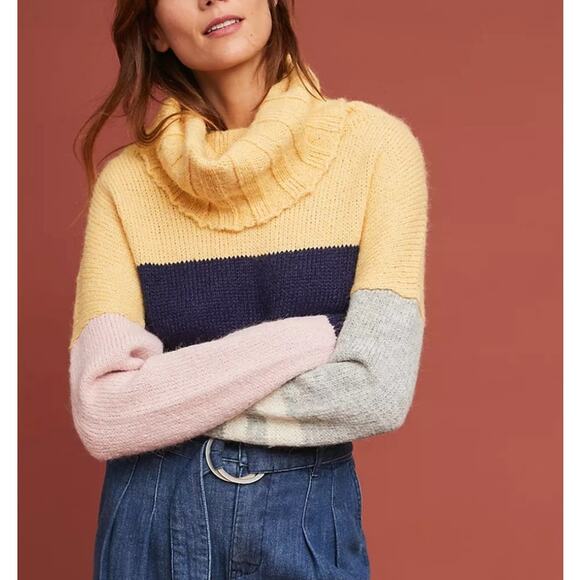 Anthropologie Child of the Universe Colorblock Turtleneck Sweater - Picture 1 of 7